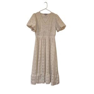 Polagram Women's Ivory Poly/Cotton Lined Lace Dress